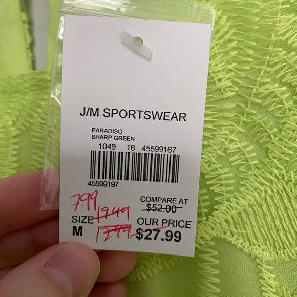 Lacy lime green top with see through cap sleeves. - Picture 3 of 4